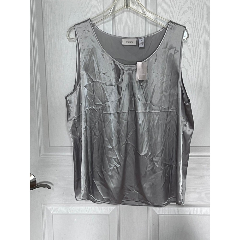 Womens Chicos Silver Metallic Tank Top